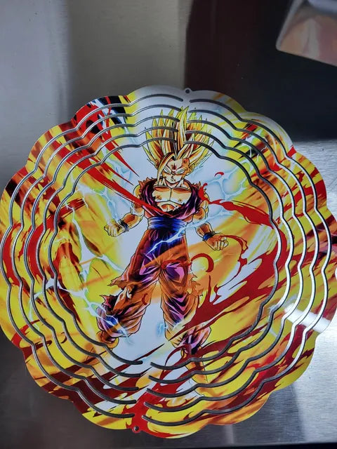 Super Saiyan Gohan 8 inch wind spinner - front view with fiery aura