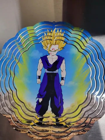 Super Saiyan Gohan 8 inch wind spinner - spinning view with blue aura