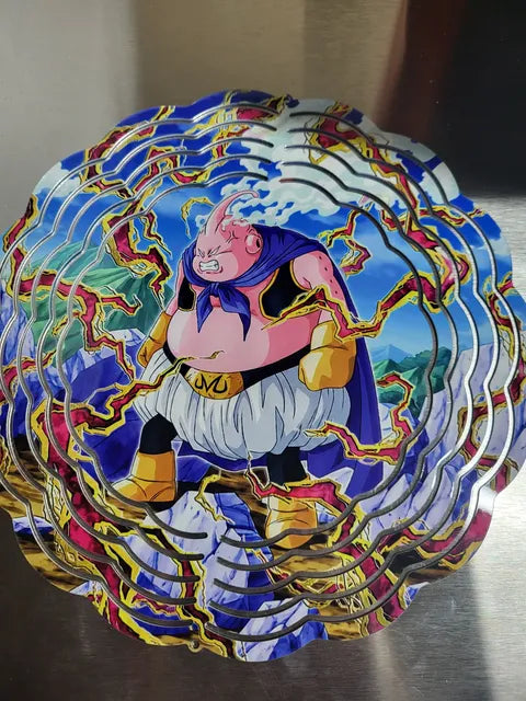 Majin Buu 8 inch wind spinner - Buu angry power-up with lightning aura