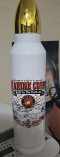 Marine Corps Built for the Front Line design on 32oz Bullet Tumbler