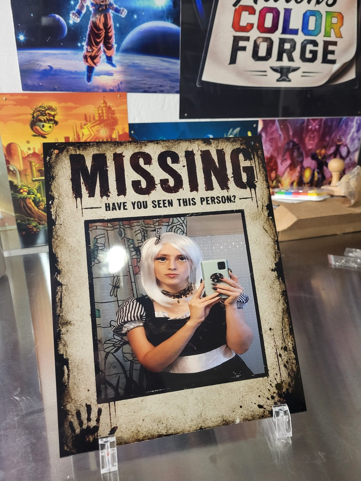 Custom Missing Person Halloween 8x10 aluminum print with photo example