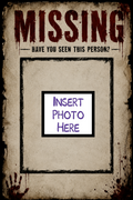 Missing Person Halloween aluminum print blank template showing insert photo area