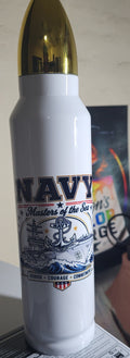 Navy Masters of the Sea design on 32oz Bullet Tumbler