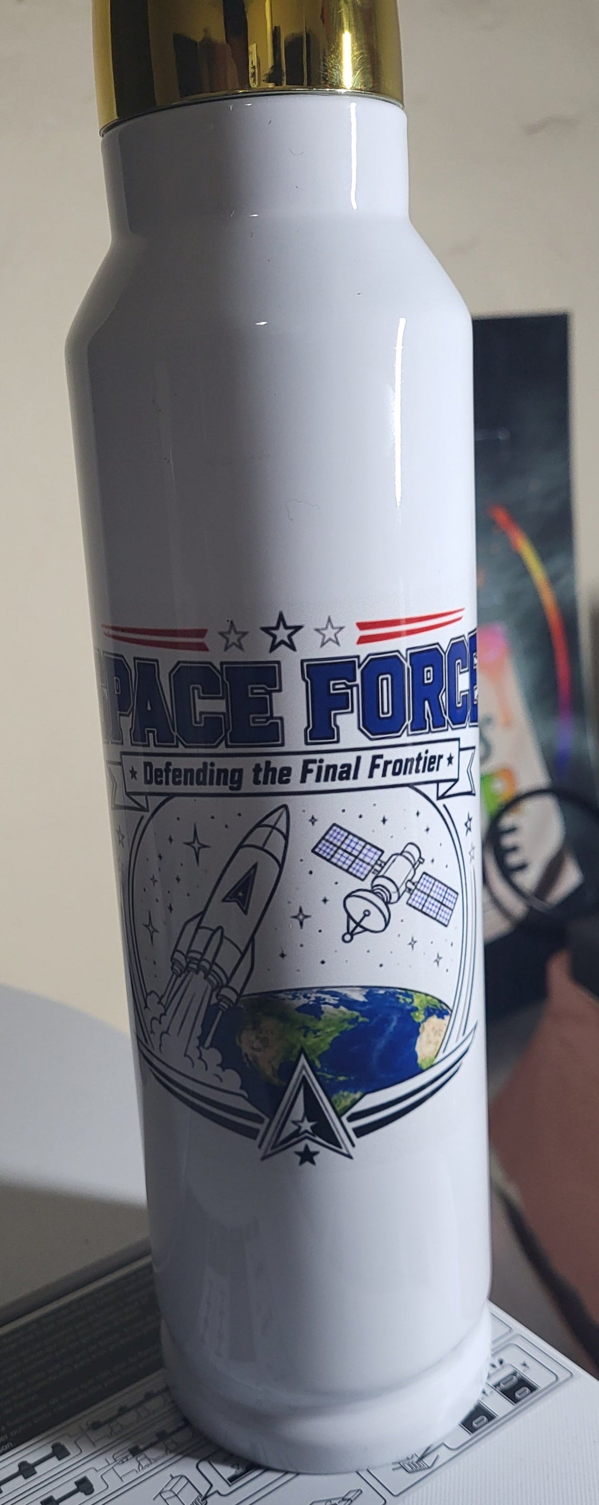 Space Force Defending the Final Frontier design on 32oz Bullet Tumbler